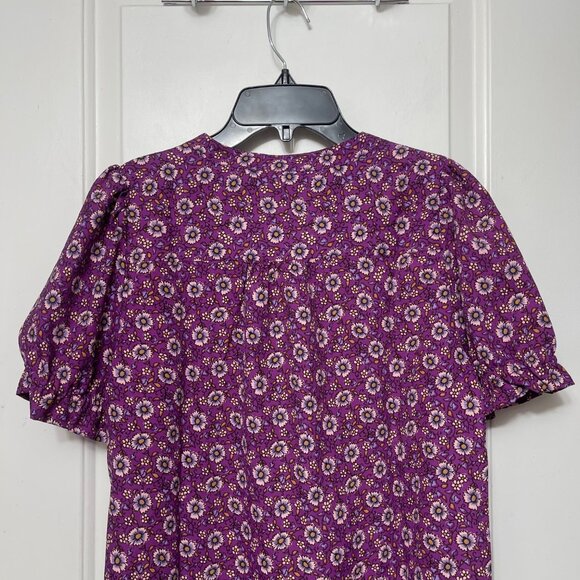 J Crew Factory Floral Print Puff-sleeve Blouse in Purple Sweet Size S - Picture 6 of 11